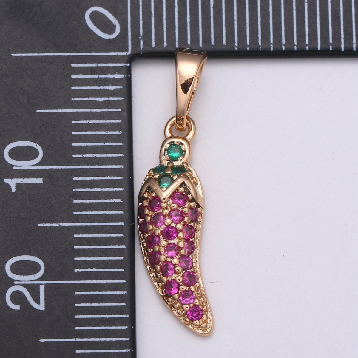 Dainty Rose Gold Filled Chilli Pepper Charms, Micro Pave Chili Charm Food Charm for Bracelet Necklace Earring Mix Charm Supply Component - DLUXCA