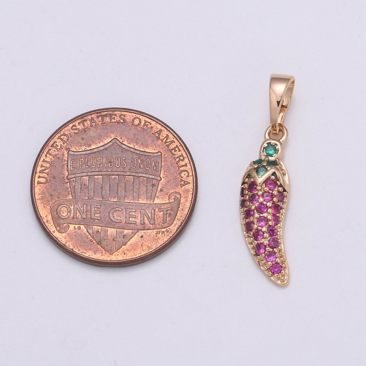 Dainty Rose Gold Filled Chilli Pepper Charms, Micro Pave Chili Charm Food Charm for Bracelet Necklace Earring Mix Charm Supply Component - DLUXCA