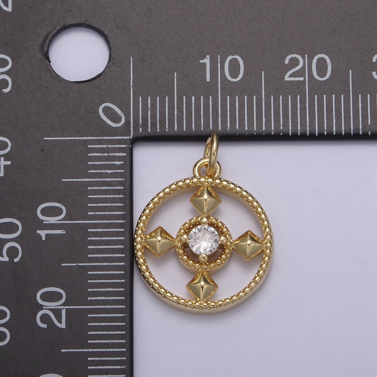 Dainty Round Cubic Charm 14k Gold Filled Coin Cross Charm for Necklace Earring Bracelet N-809 - DLUXCA