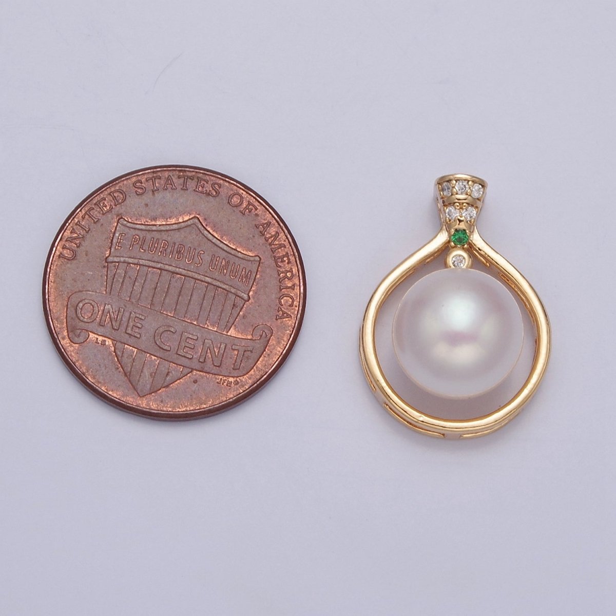 Dainty Round Genuine Shell Pearl Pendant Minimalist Bridal Wedding Jewelry I-028 - DLUXCA