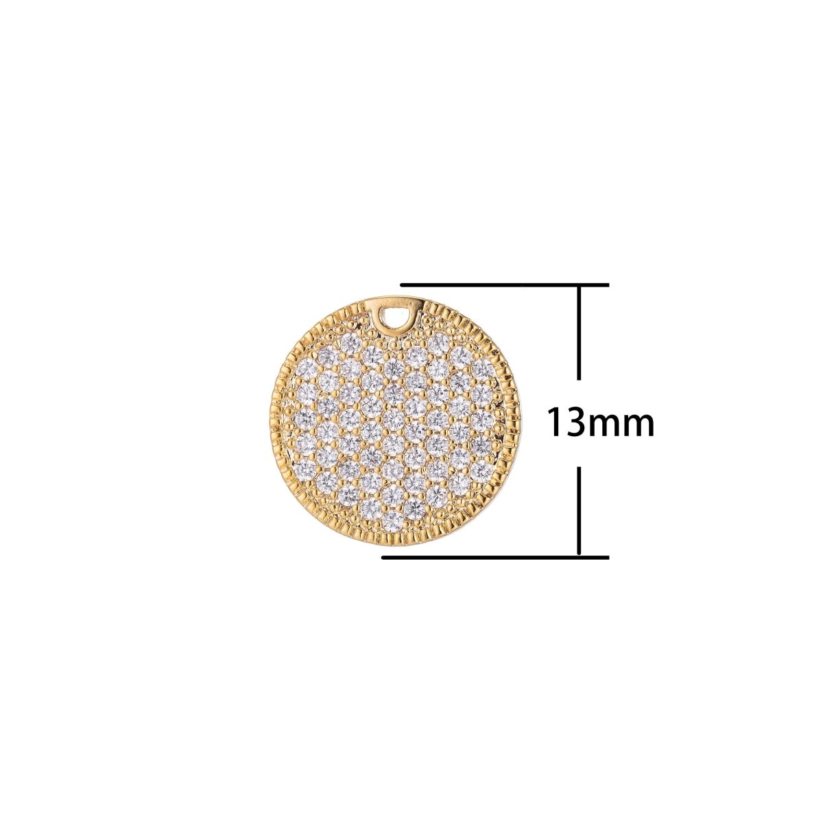 Dainty Round Gold Crystal Charm, Micro Pave CZ Charm, 18K Gold Filled Pendant Circle Geometric Necklace Charm for Jewelry MakingC-381 - DLUXCA