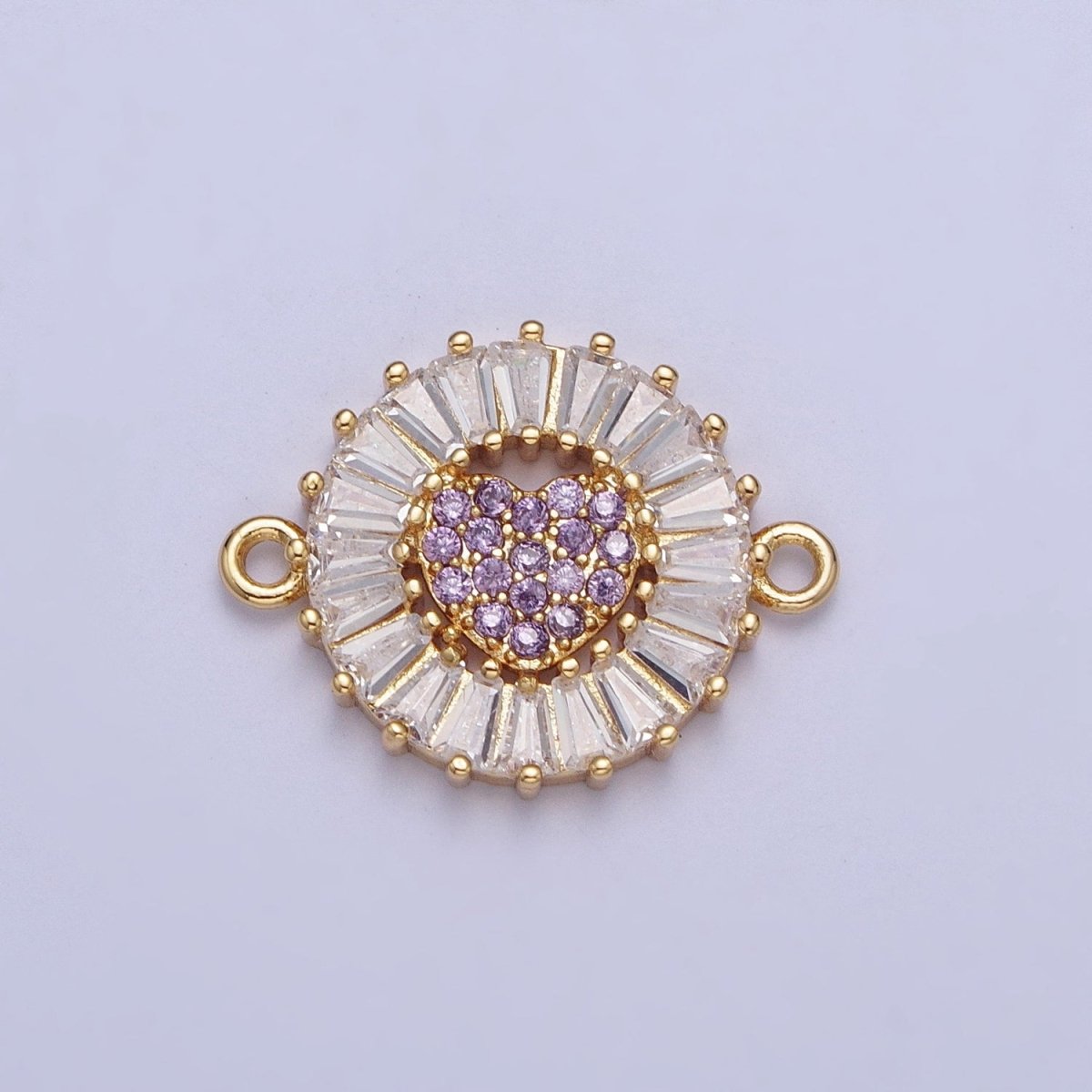 Dainty Round Heart Gold Filled Charm Connector Clear Baguette Link Connector for Bracelet Necklace Supply G-865~G-870 - DLUXCA