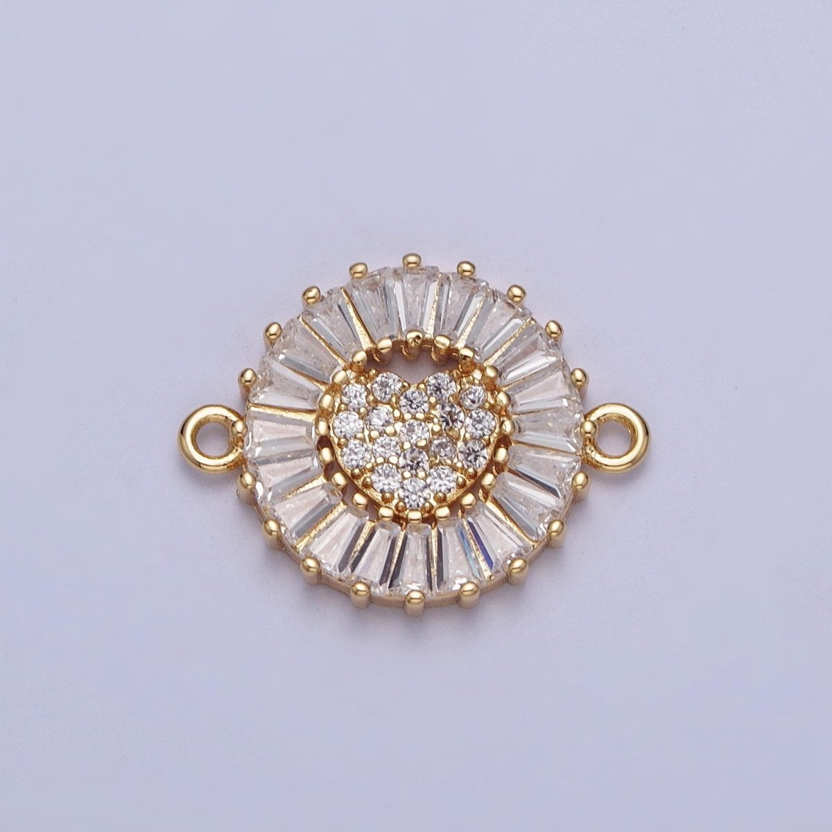 Dainty Round Heart Gold Filled Charm Connector Clear Baguette Link Connector for Bracelet Necklace Supply G-865~G-870 - DLUXCA