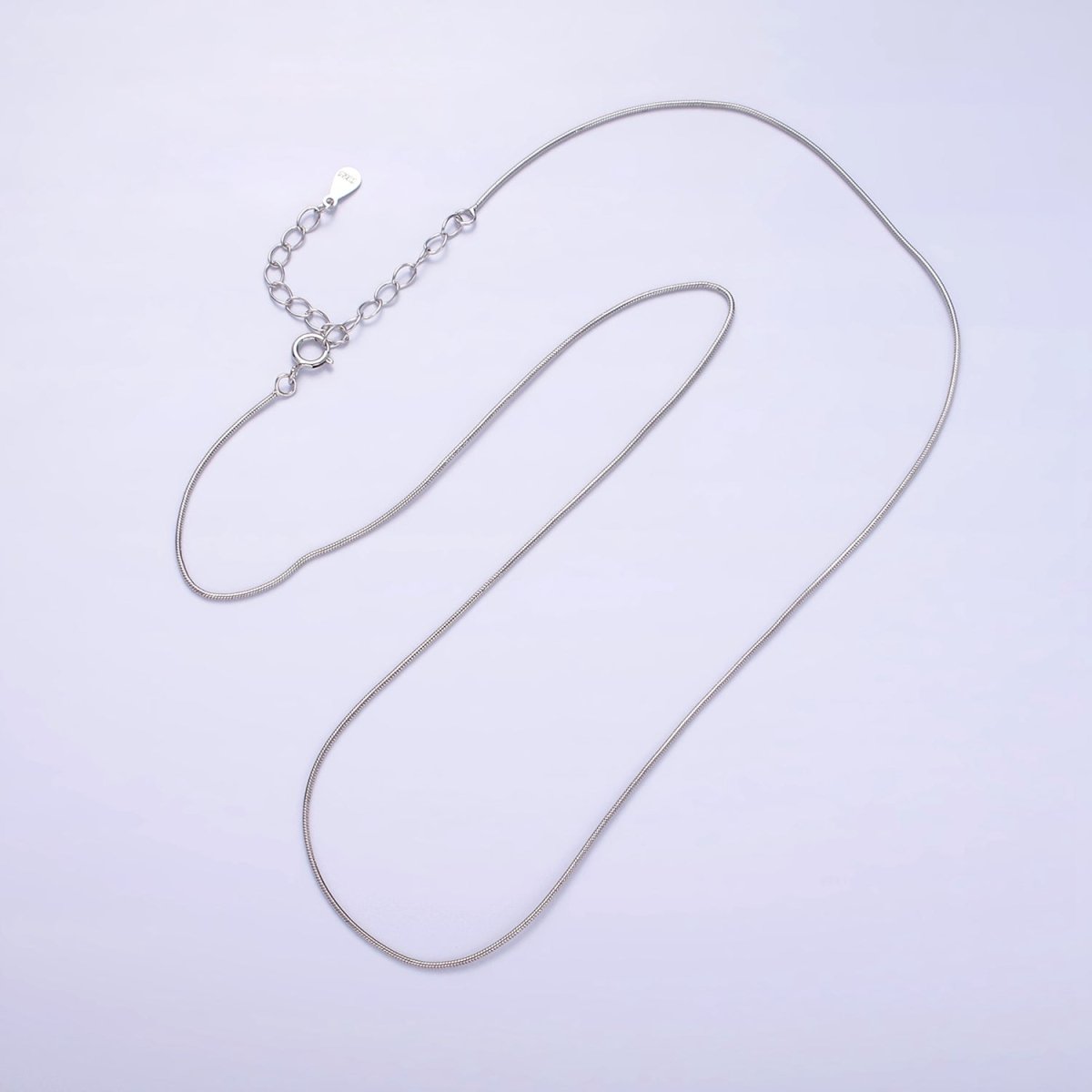 Dainty S925 Sterling Silver 0.7mm Snake Cocoon Chain 16 Inch + 2 inch Extender Chain Necklace | WA-2160 Clearance Pricing - DLUXCA