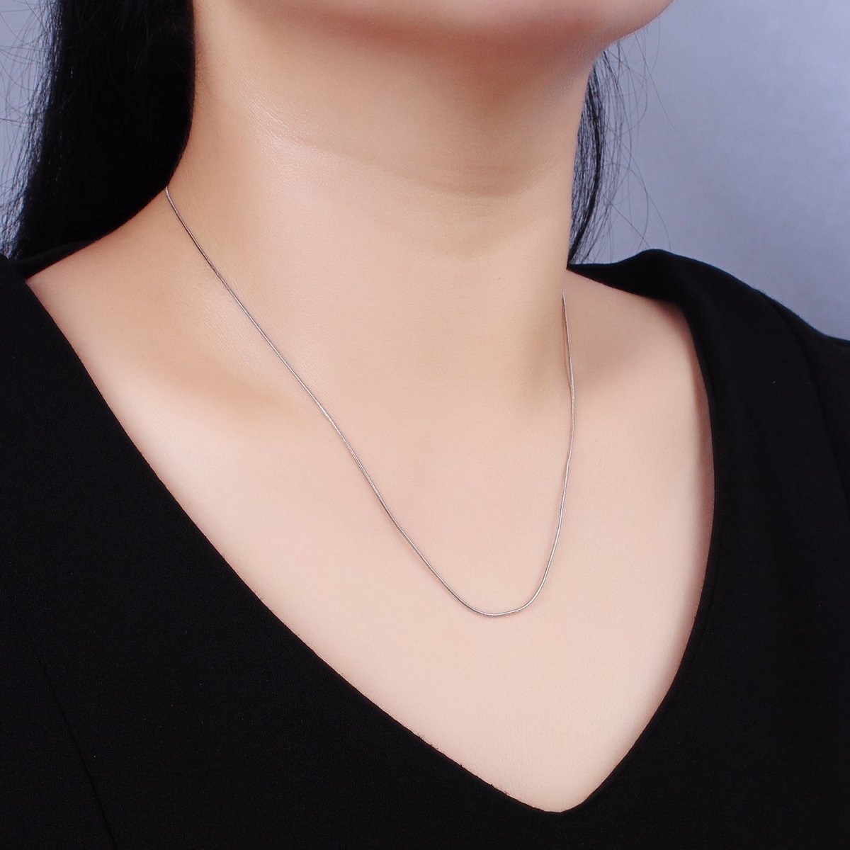 Dainty S925 Sterling Silver 0.7mm Snake Cocoon Chain 16 Inch + 2 inch Extender Chain Necklace | WA-2160 Clearance Pricing - DLUXCA