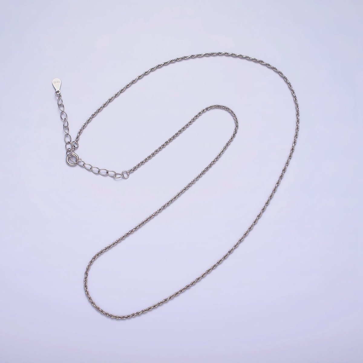 Dainty S925 Sterling Silver 1mm Twisted Rope 15.35 Choker Chain Necklace | WA-1941 Clearance Pricing - DLUXCA