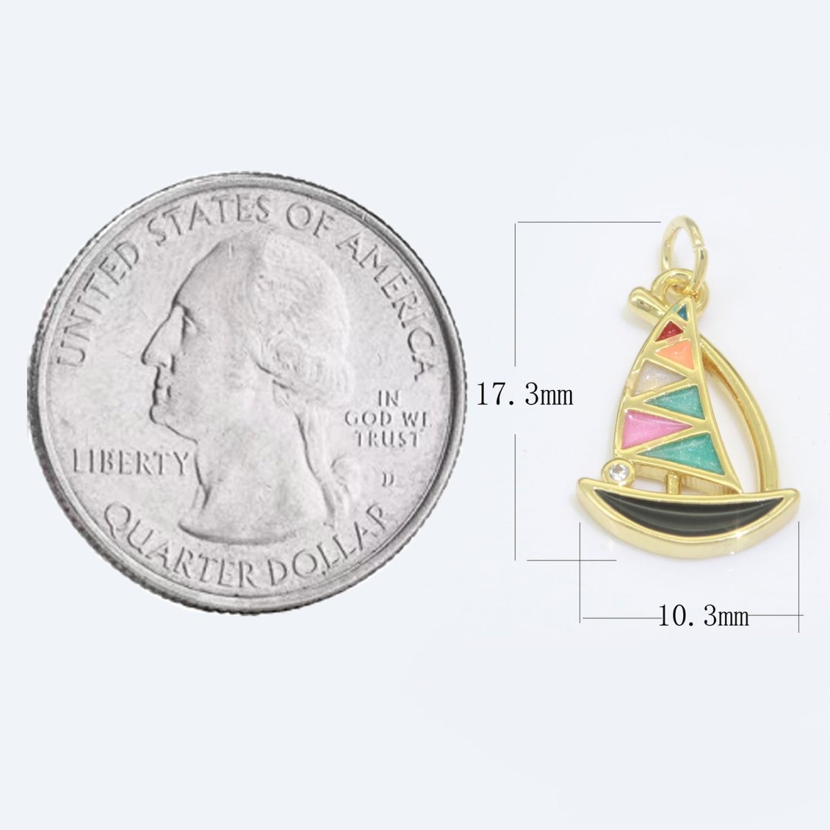Dainty Sail Boat Charm Multi Color Enamel Gold Filled Charm for Necklace Earring Bracelet Component M-529 M-757 - DLUXCA