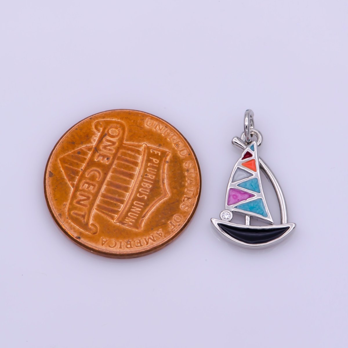 Dainty Sail Boat Charm Multi Color Enamel Gold Filled Charm for Necklace Earring Bracelet Component M-529 M-757 - DLUXCA