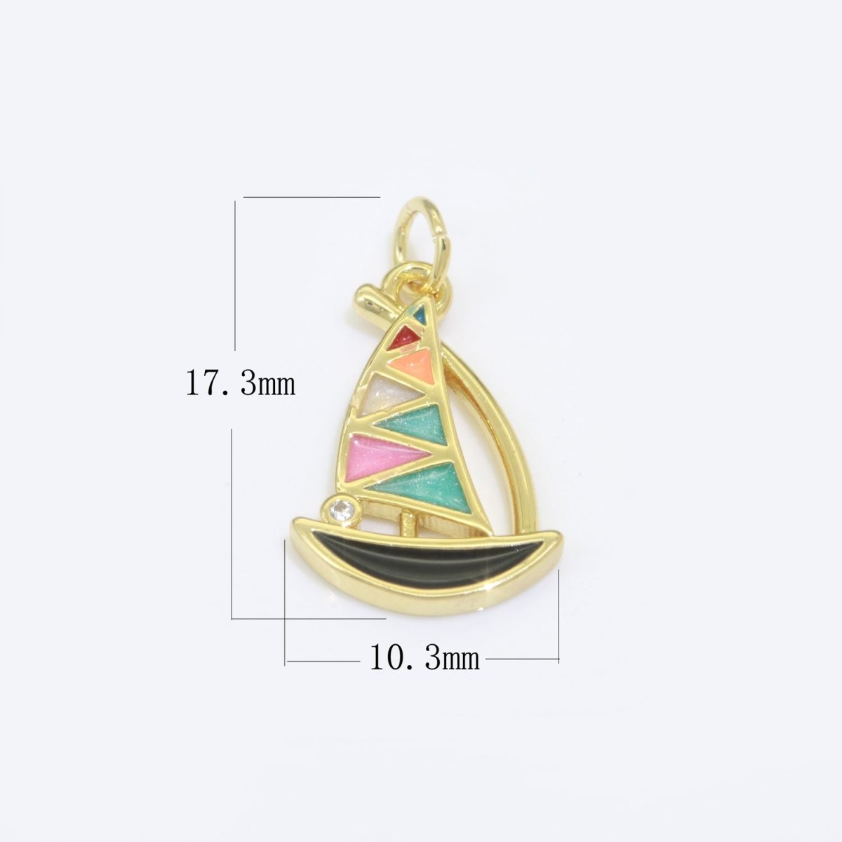 Dainty Sail Boat Charm Multi Color Enamel Gold Filled Charm for Necklace Earring Bracelet Component M-529 M-757 - DLUXCA