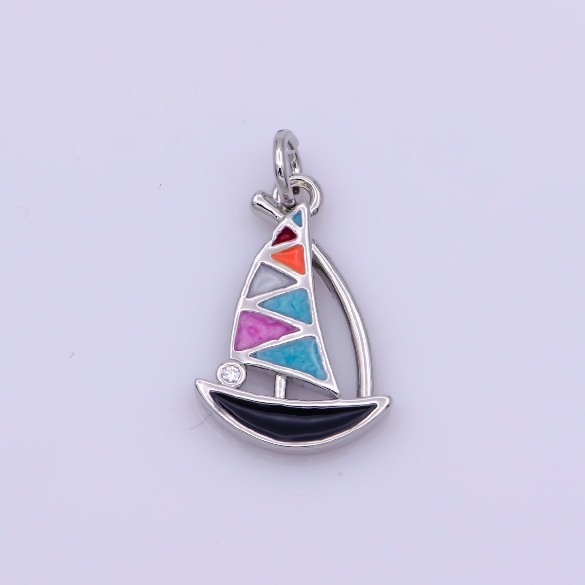 Dainty Sail Boat Charm Multi Color Enamel Gold Filled Charm for Necklace Earring Bracelet Component M-529 M-757 - DLUXCA