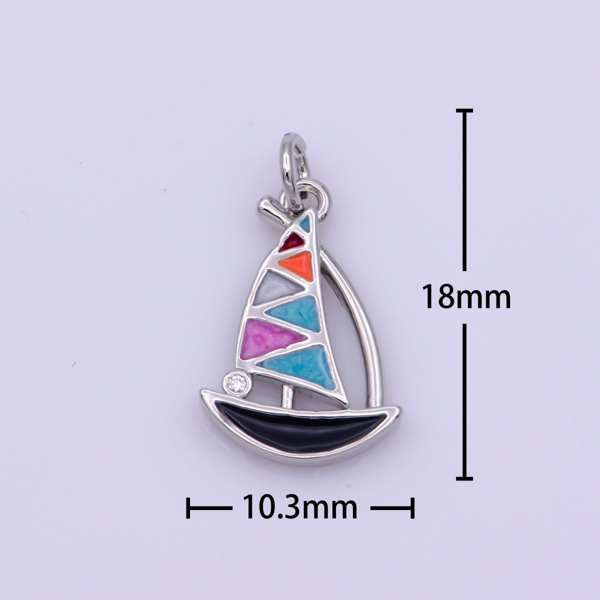 Dainty Sail Boat Charm Multi Color Enamel Gold Filled Charm for Necklace Earring Bracelet Component M-529 M-757 - DLUXCA