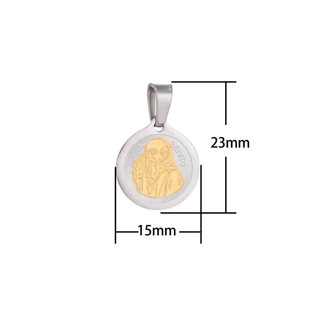 Dainty Saint Benedict Medallion Pendant Dainty Religious Charm for Minimalist Jewelry Making - DLUXCA