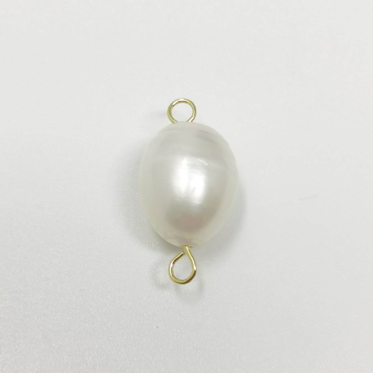 Dainty Sea Fresh Water Pearl White Pearl Rice Shape Connector Tiny Drop Pearl 21x10.5mm for Bridal Summer Ocean Inspired Jewelry making P-1784 - DLUXCA
