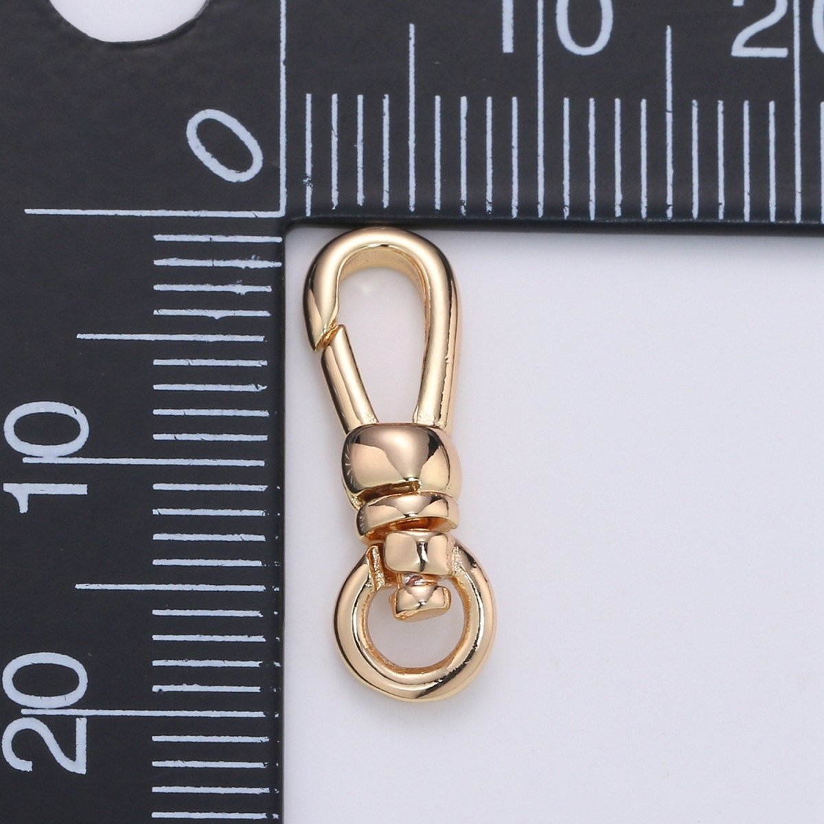 Dainty Self Closing Swivel Clasps - Triggerless - 20mm X 6mm - Real Gold Plated for Charm Lock Keychain Supply Component Supp-945 L-009 - DLUXCA