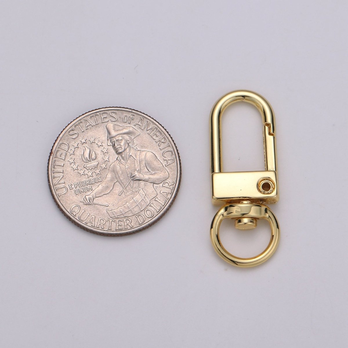 Dainty Self Closing Swivel Clasps - Triggerless - 33mm X 12mm - Real Gold Plated for Charm Lock Keychain Supply Component L-022 L-023 - DLUXCA