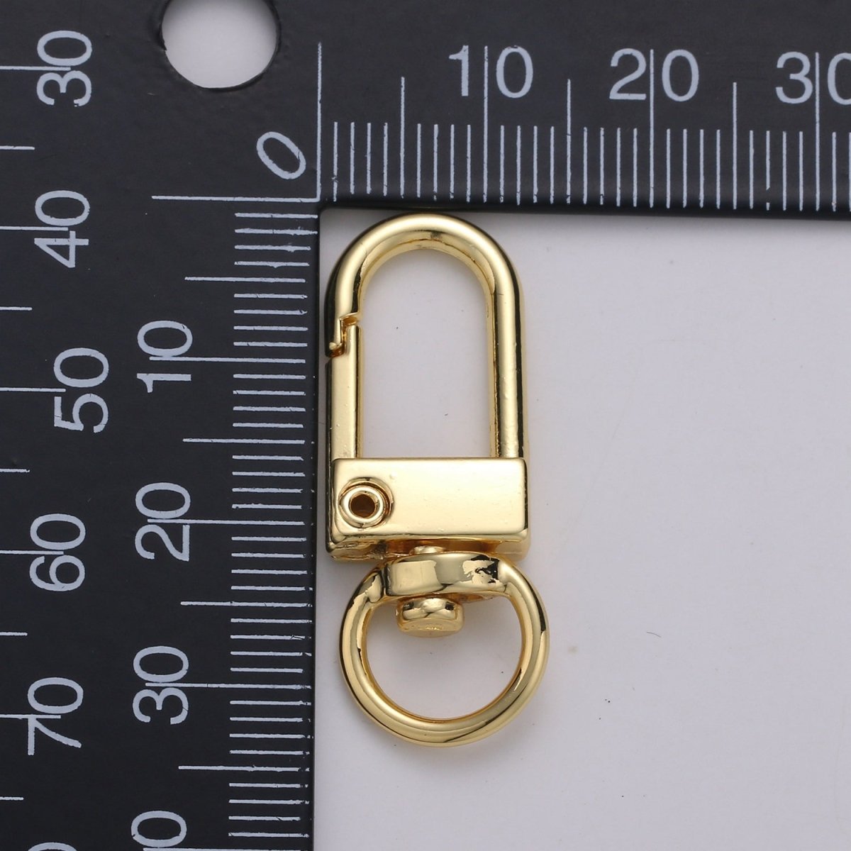 Dainty Self Closing Swivel Clasps - Triggerless - 33mm X 12mm - Real Gold Plated for Charm Lock Keychain Supply Component L-022 L-023 - DLUXCA