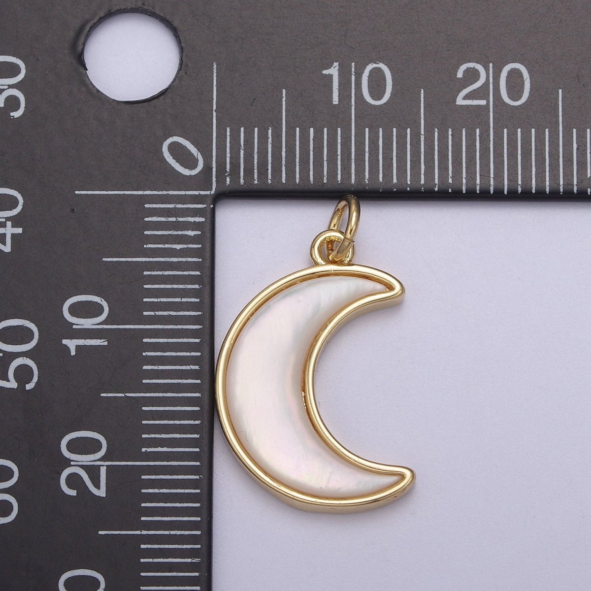 Dainty Shell Pearl Crescent Moon Charm Minimalist Celestial Jewelry Making N-823 - DLUXCA