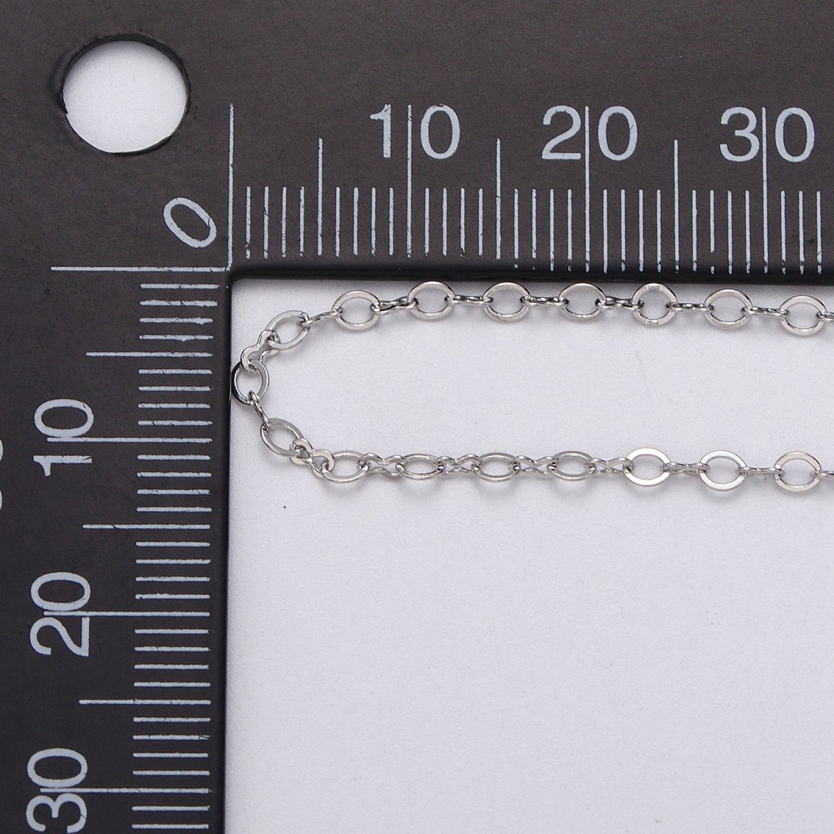 Dainty Silver 2mm Figure 8 Oval Cable Unfinished Dainty Chain, By The yard Wholesale Bulk Jewelry Chain for Making Supply | ROLL-1073 Clearance Pricing - DLUXCA