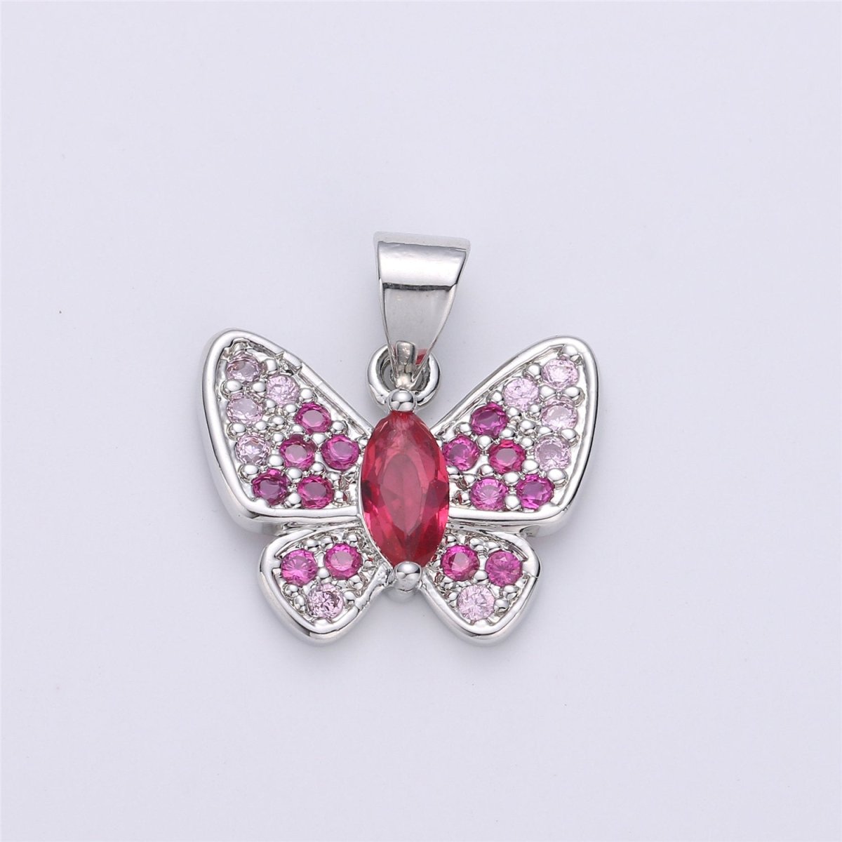 Dainty Silver Butterfly Charm - Insect Charm - 17X16mm - Butterfly Pendants - Micro Pave Charms Cubic Butterfly Charms I-603 - DLUXCA