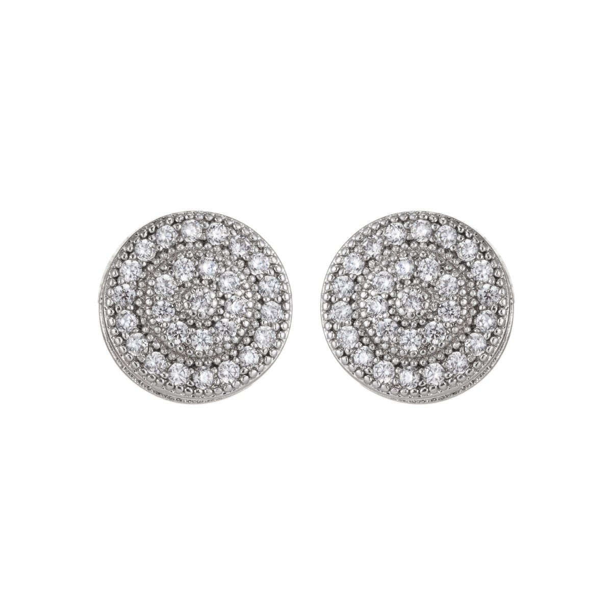 Dainty Silver Geometric Stud Earrings in Clear Cubic Zirconia Micro Pave earring Supply Q-074 Q-076 Q-078 Q-079 - DLUXCA