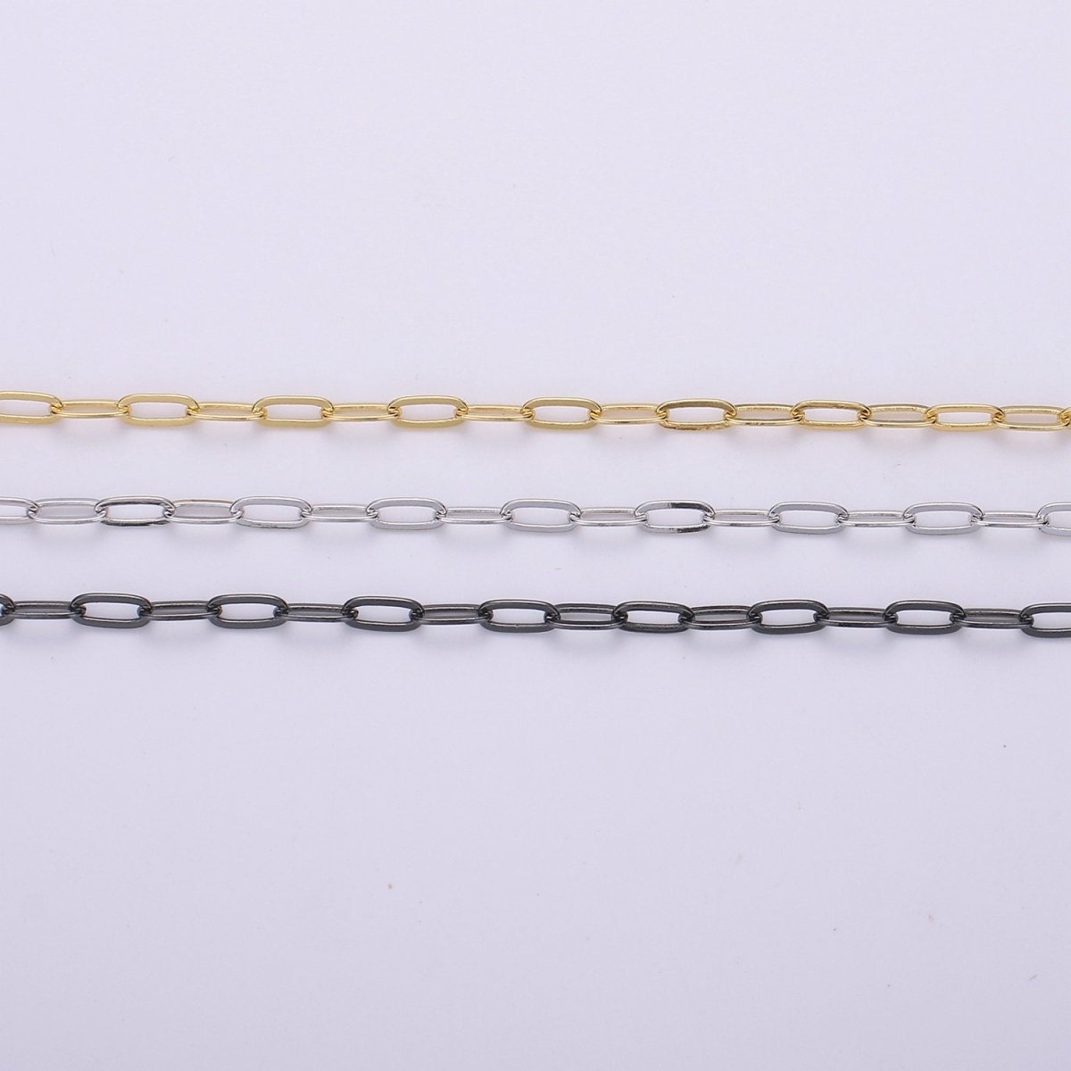 Dainty Silver / Gold / Black Paper Clip Chain, Elongated Chain, 3x6mm Link Chain for Necklace Bracelet Anklet Component ROLL-127 ROLL-128 ROLL-129 OverStock Clearance Pricing - DLUXCA