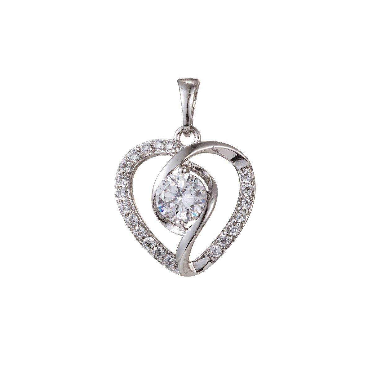 Dainty Silver Gold Filled Crystal Heart Pendants I-469 - DLUXCA