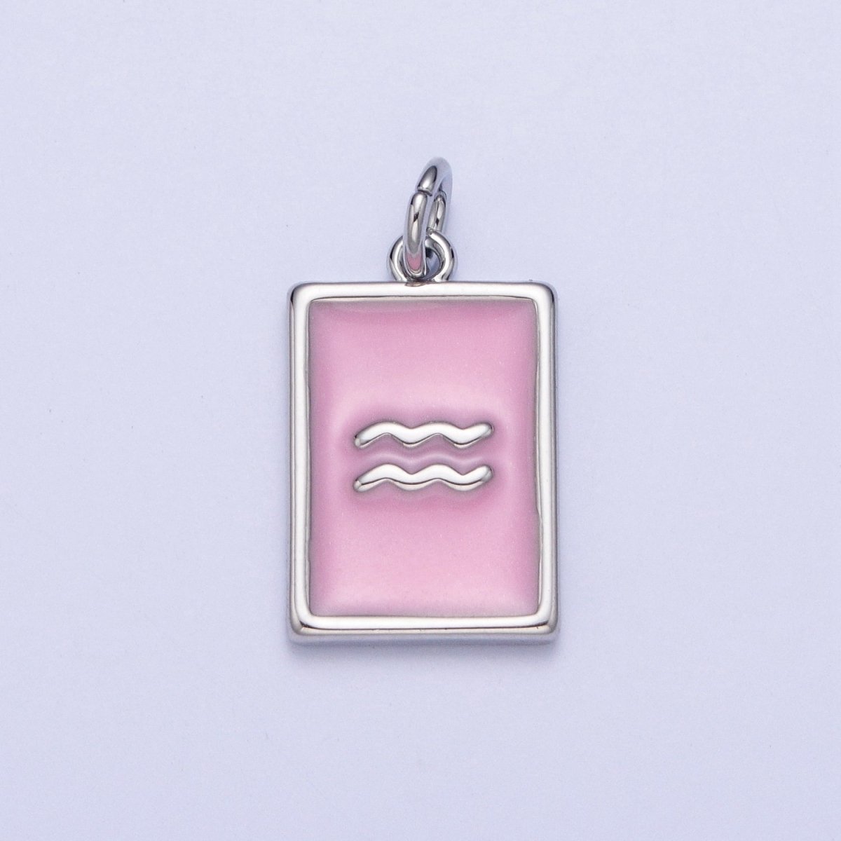 Dainty Silver Pink Enamel Zodiac Charm Mini Tag Astrology Pendant for Bracelet Earring Necklace Y2K Jewelry| X-781- X-792 - DLUXCA