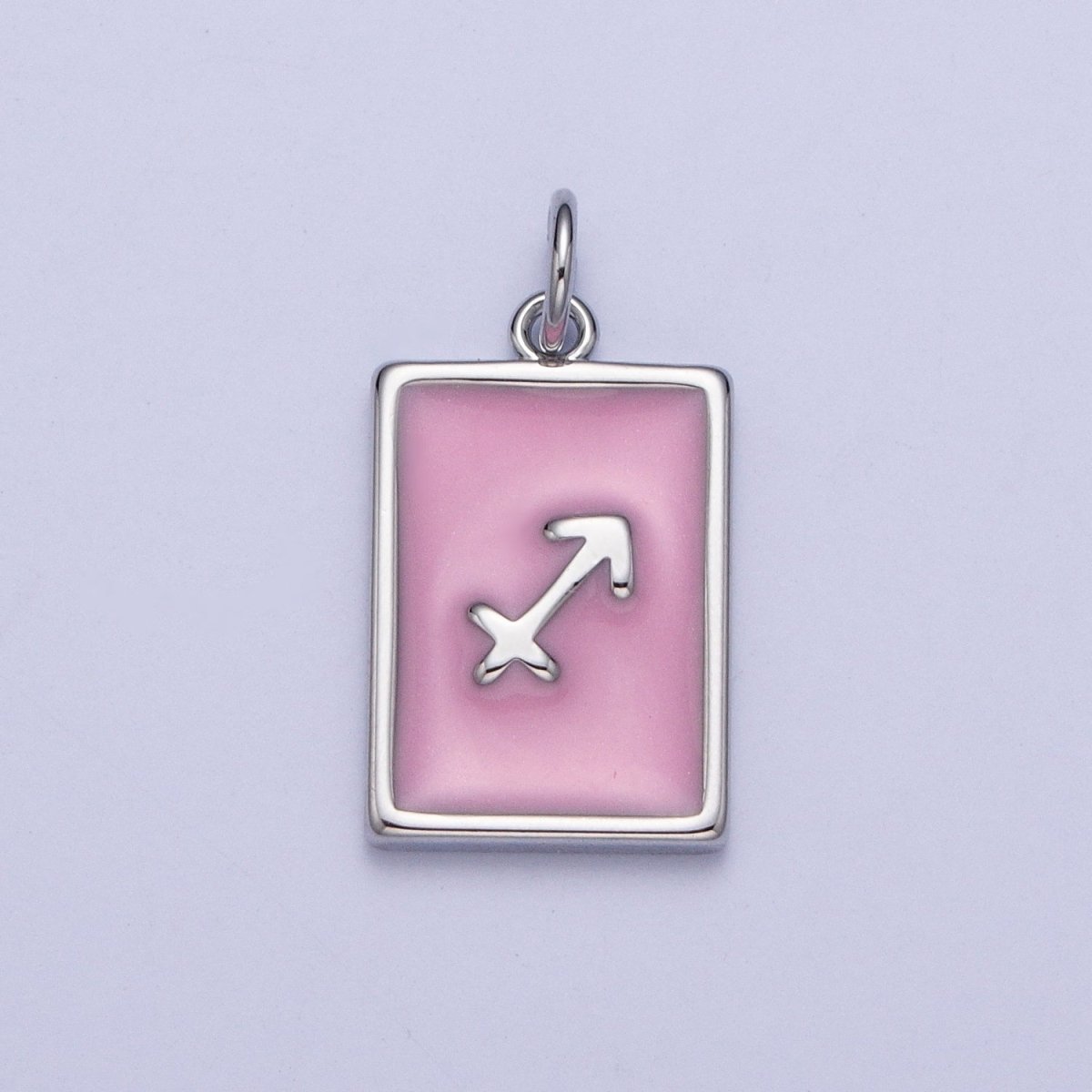 Dainty Silver Pink Enamel Zodiac Charm Mini Tag Astrology Pendant for Bracelet Earring Necklace Y2K Jewelry| X-781- X-792 - DLUXCA