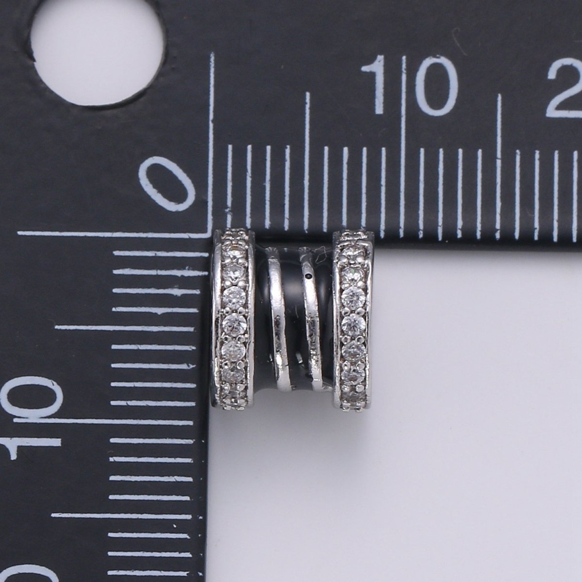 Dainty Silver Round Circle Doubled Ring Beads CZ Tiny Geometric Double Round Jewelry Making Beads B365 - DLUXCA