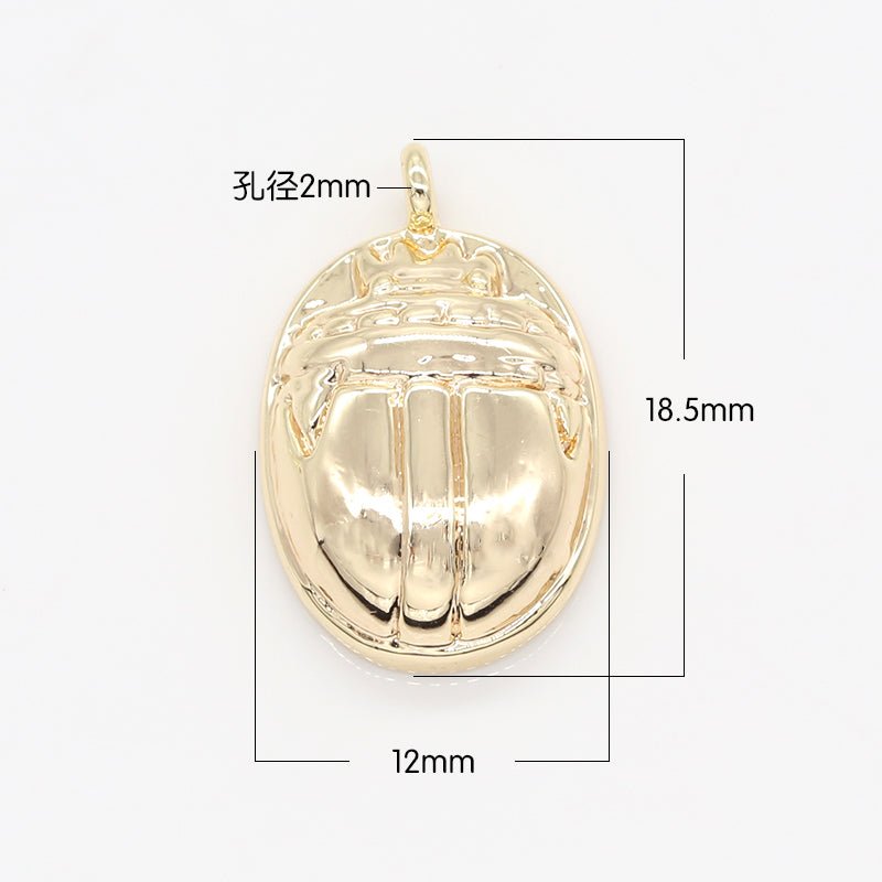 Dainty Simple Plain Gold Ornament Crafted Charm, Gold Plated Geometric Oval Shape Charm Pendant GP-138 - DLUXCA