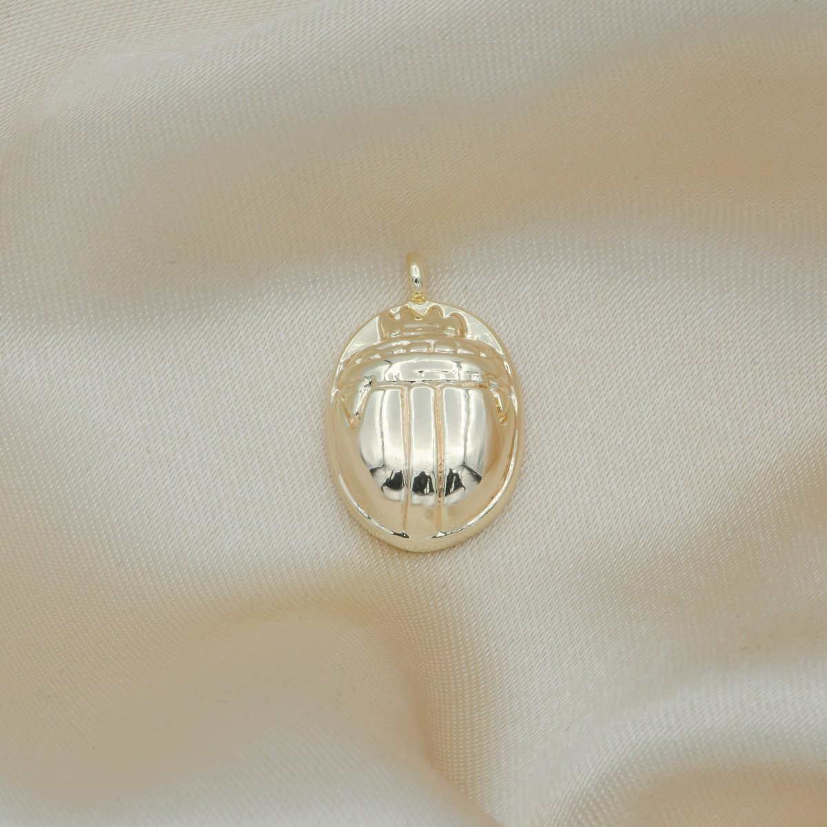Dainty Simple Plain Gold Ornament Crafted Charm, Gold Plated Geometric Oval Shape Charm Pendant GP-138 - DLUXCA