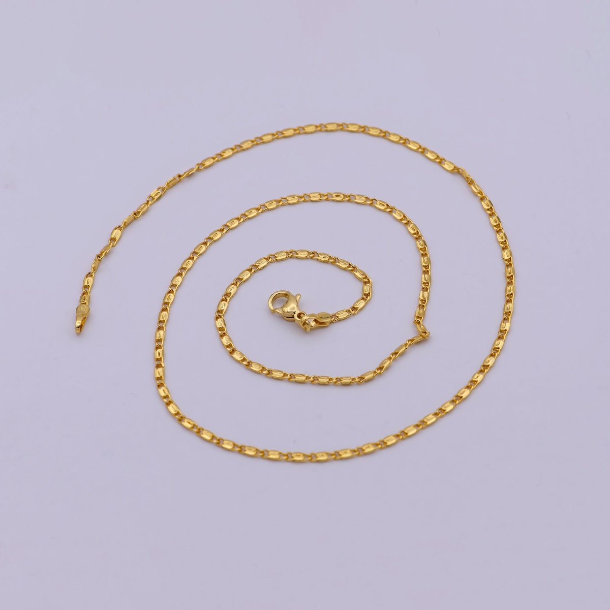 Dainty Snail Chain Necklace, Gold Scroll Chain, S Curb Chain, 24K Gold Filled Necklace 18 inch long | WA-536 Clearance Pricing - DLUXCA