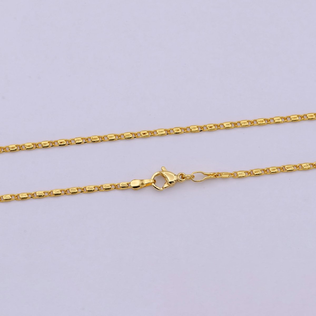 Dainty Snail Chain Necklace, Gold Scroll Chain, S Curb Chain, 24K Gold Filled Necklace 18 inch long | WA-536 Clearance Pricing - DLUXCA