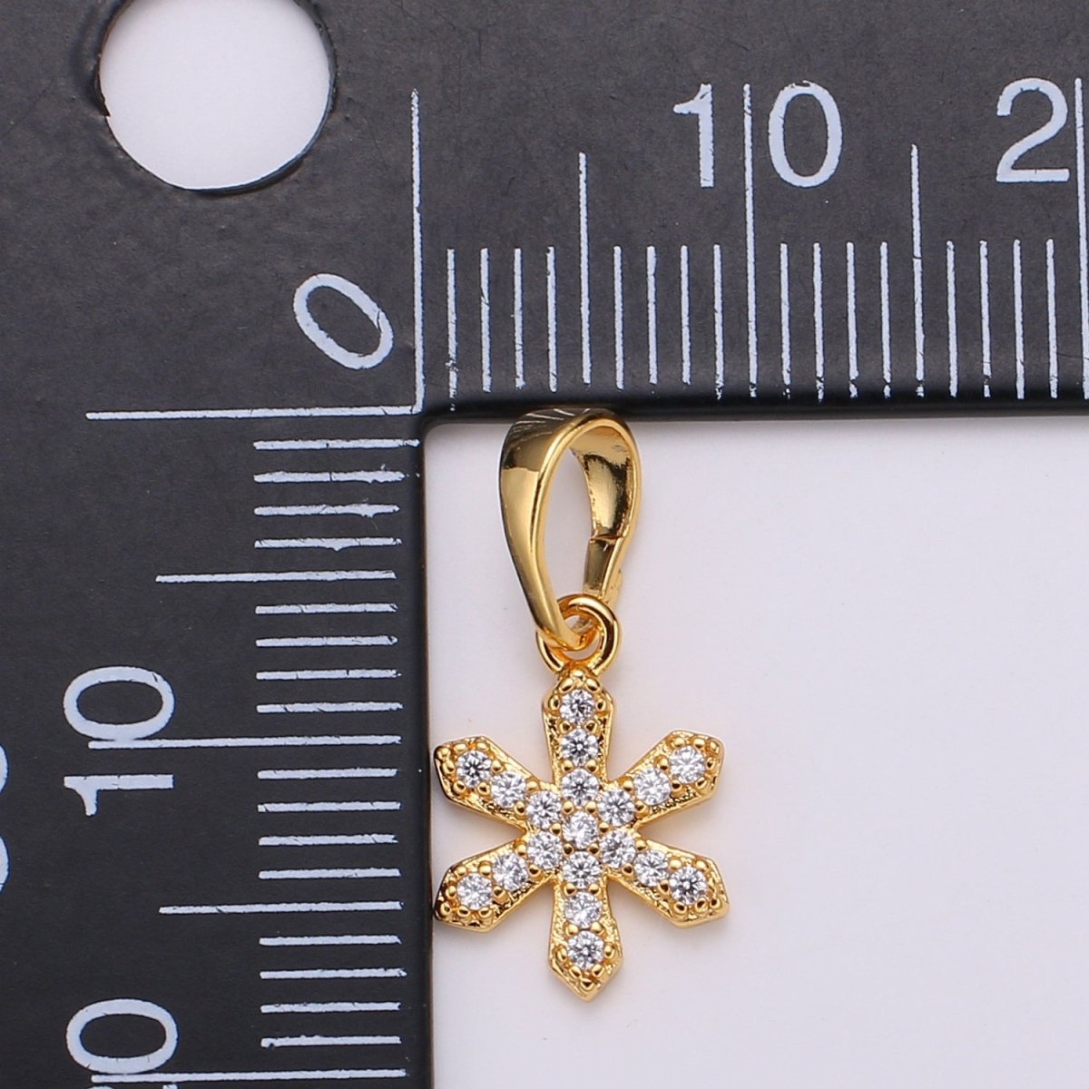 Dainty Snow Charm 24K Gold Filled Micro Pave CZ Pendant H-062 - DLUXCA