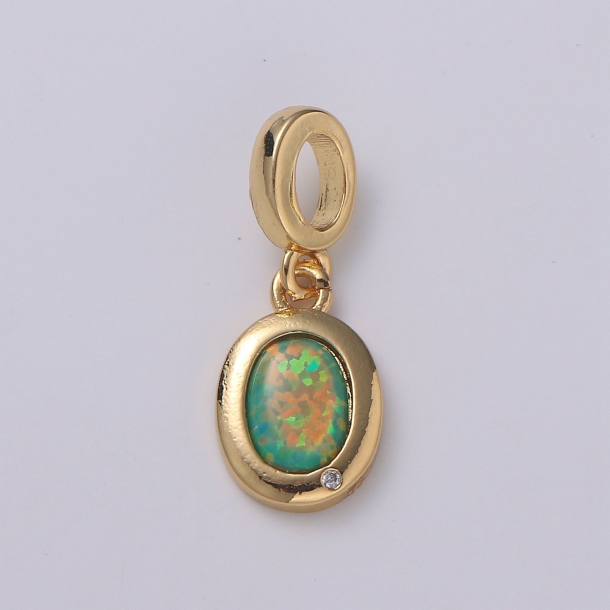 Dainty Solitaire Pendant 14K Gold Filled Oval Pendant for necklace Opal Charm Birthstone Cubic Zirconia Geometriz Bezel Charm H-389 H-390 H-392 H-397 - DLUXCA