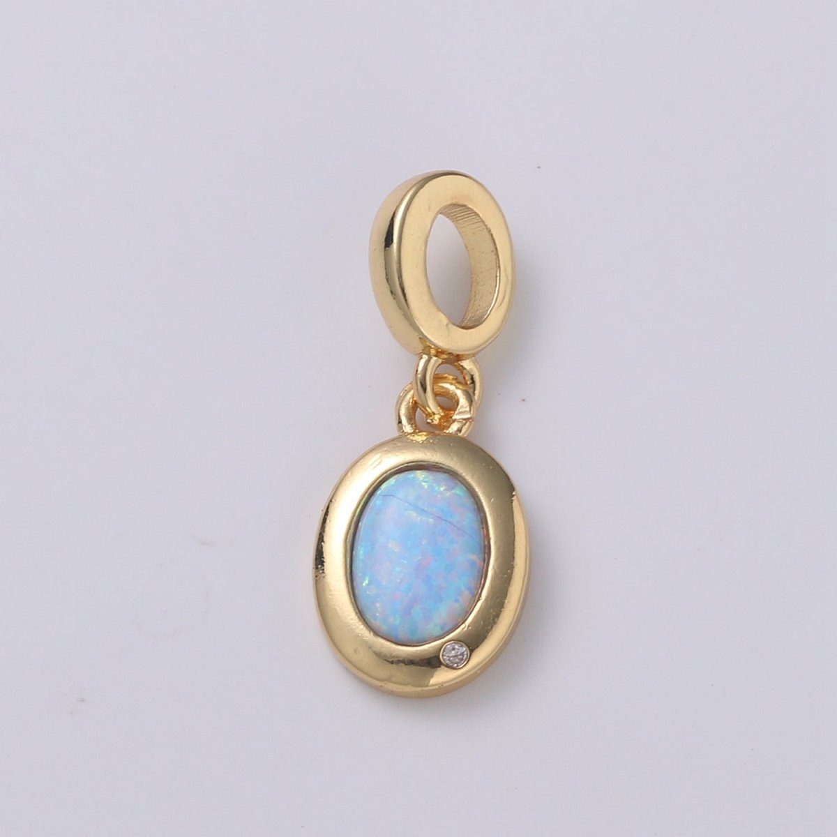 Dainty Solitaire Pendant 14K Gold Filled Oval Pendant for necklace Opal Charm Birthstone Cubic Zirconia Geometriz Bezel Charm H-389 H-390 H-392 H-397 - DLUXCA
