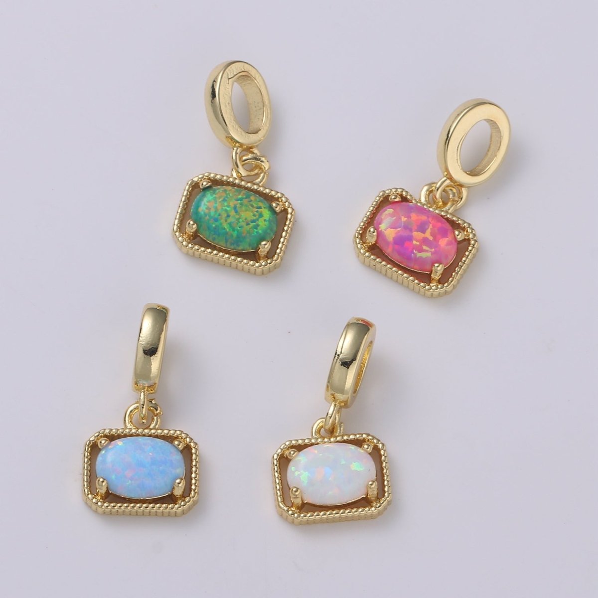 Dainty Solitaire Pendant Rectangle Opal Charm for necklace Bracelet Earring component Geometric Charm Dangle for Jewelry Making Supply H-428 H-429 H-432 H-420 - DLUXCA