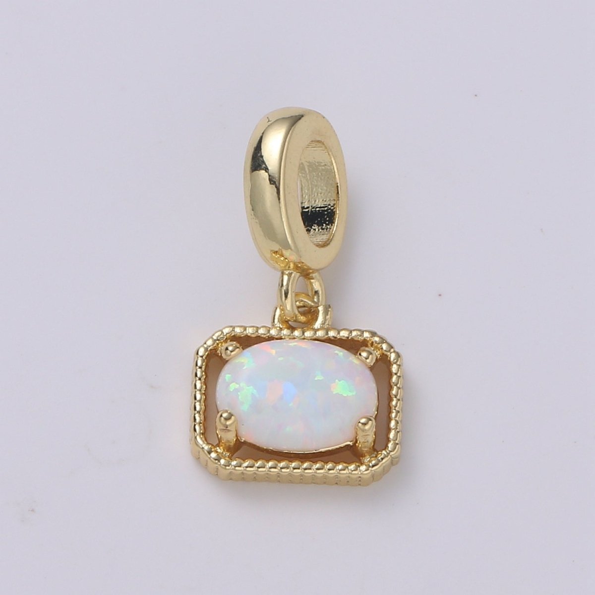 Dainty Solitaire Pendant Rectangle Opal Charm for necklace Bracelet Earring component Geometric Charm Dangle for Jewelry Making Supply H-428 H-429 H-432 H-420 - DLUXCA