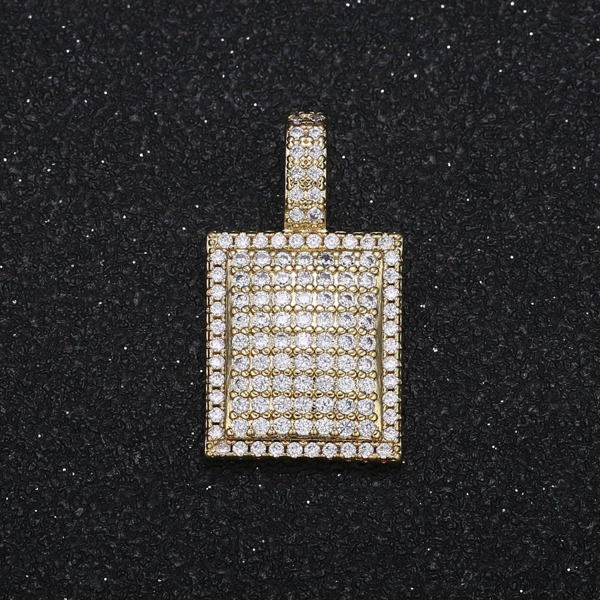 Dainty Square Crystal Charm CZ Full Geometric Crystal Rectangle Shape Micro Pave Charm Pendant GP-046 - DLUXCA