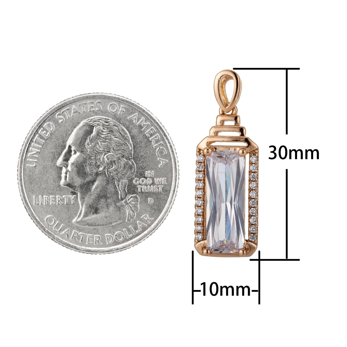 Dainty Square Diamond Geometric pendant in 18K Gold Fill Charm Micro Pave Pendant H-814 - DLUXCA