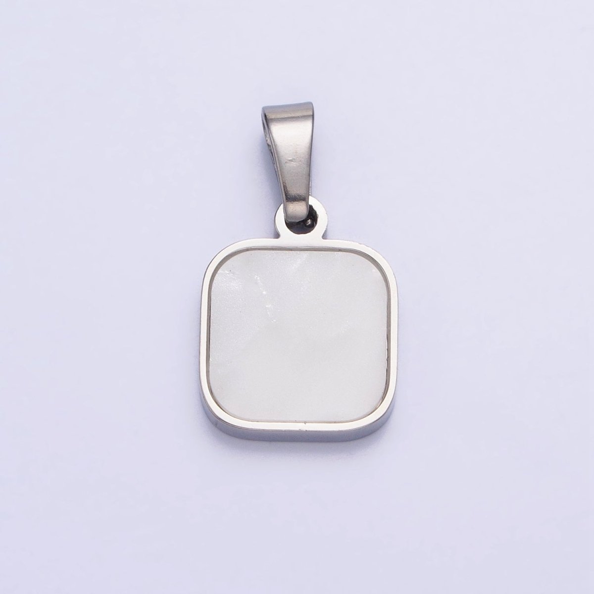 Dainty Square Pendant With Pearl For Minimalist Unisex Jewelry Charm P-1149 - DLUXCA