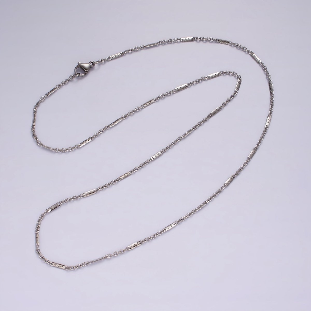 Dainty Stainless Steel 1.5mm Cable Chain 19.6 Inch Necklace in Silver | WA-2396 - DLUXCA