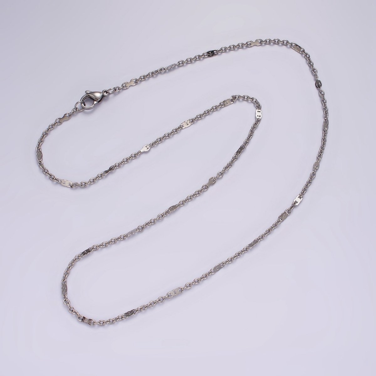 Dainty Stainless Steel 2.4mm Unique Cable Chain 20 Inch Necklace in Silver | WA-2383 - DLUXCA