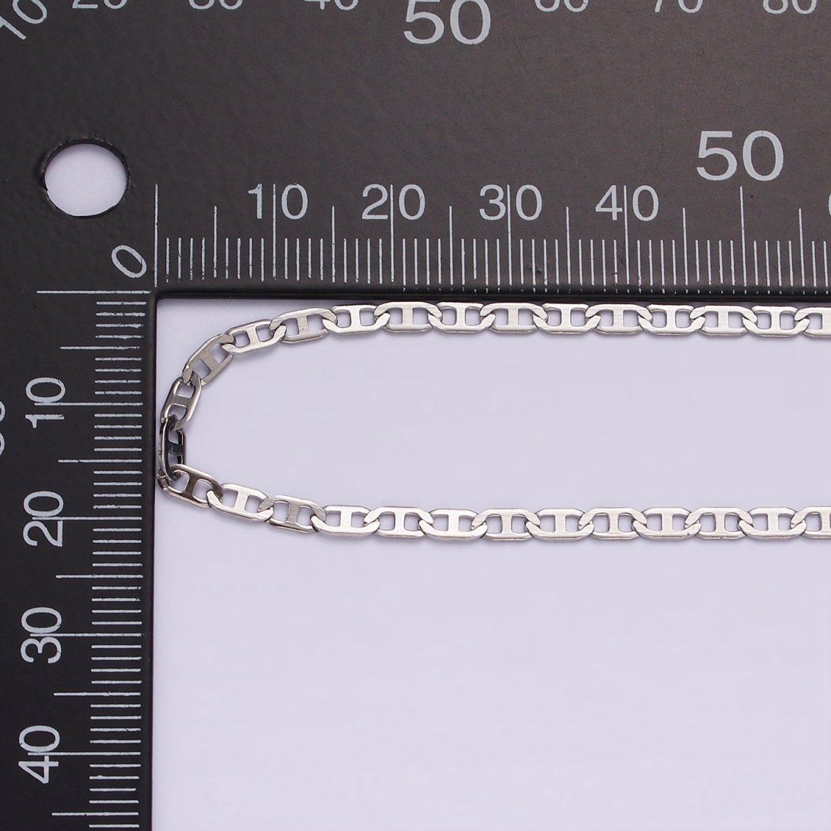 Dainty Stainless Steel 2.6mm Flat Anchor Chain 18 Inch Necklace in Silver | WA-2379 - DLUXCA