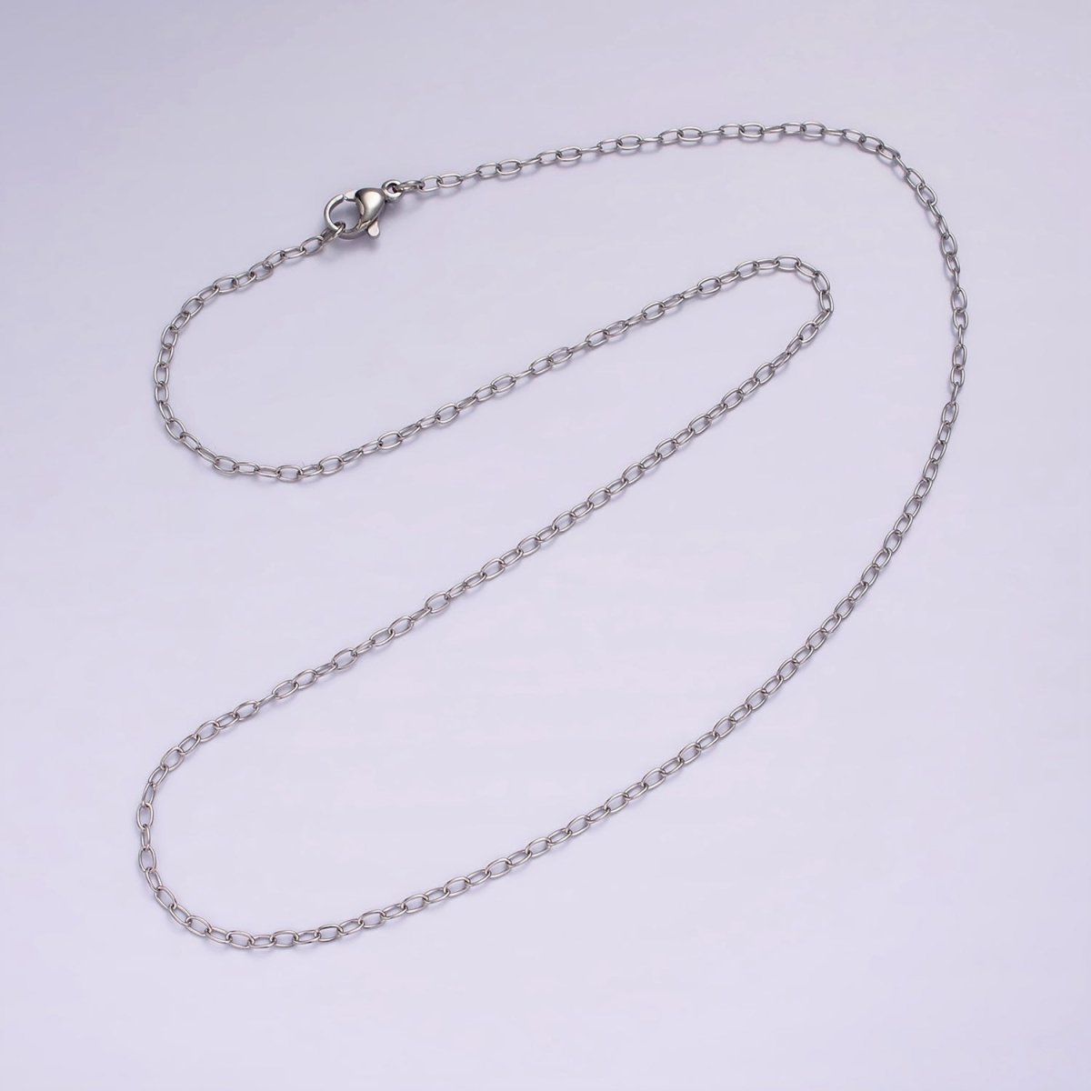 Dainty Stainless Steel 2mm Cable Chain 18 Inch Necklace in Silver | WA-2381 - DLUXCA