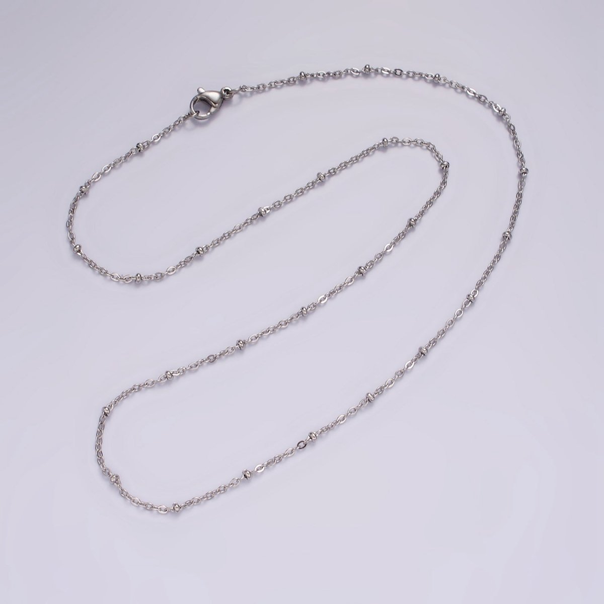 Dainty Stainless Steel 2mm Satellite Chain 18 Inch Necklace in Silver | WA-2385 - DLUXCA