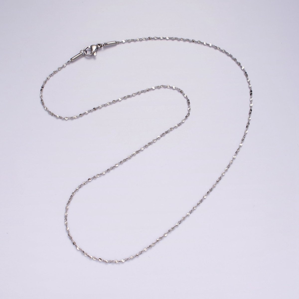 Dainty Stainless Steel Twisted Cable Chain Necklace 18 inch in Silver | WA-2401 - DLUXCA