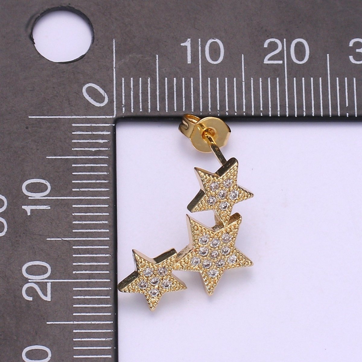 Dainty Star CZ Stud Earrings, 14K gold earring, tiny studs, minimal earring, gold cz stud earring P-072 - DLUXCA