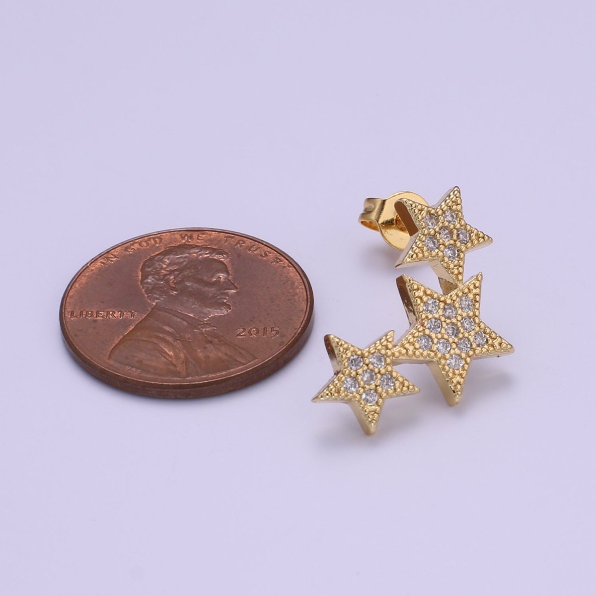 Dainty Star CZ Stud Earrings, 14K gold earring, tiny studs, minimal earring, gold cz stud earring P-072 - DLUXCA