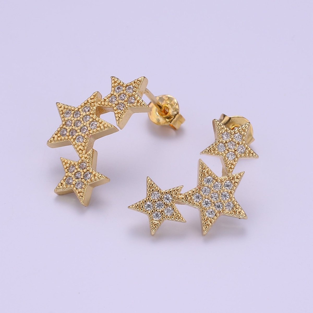 Dainty Star CZ Stud Earrings, 14K gold earring, tiny studs, minimal earring, gold cz stud earring P-072 - DLUXCA